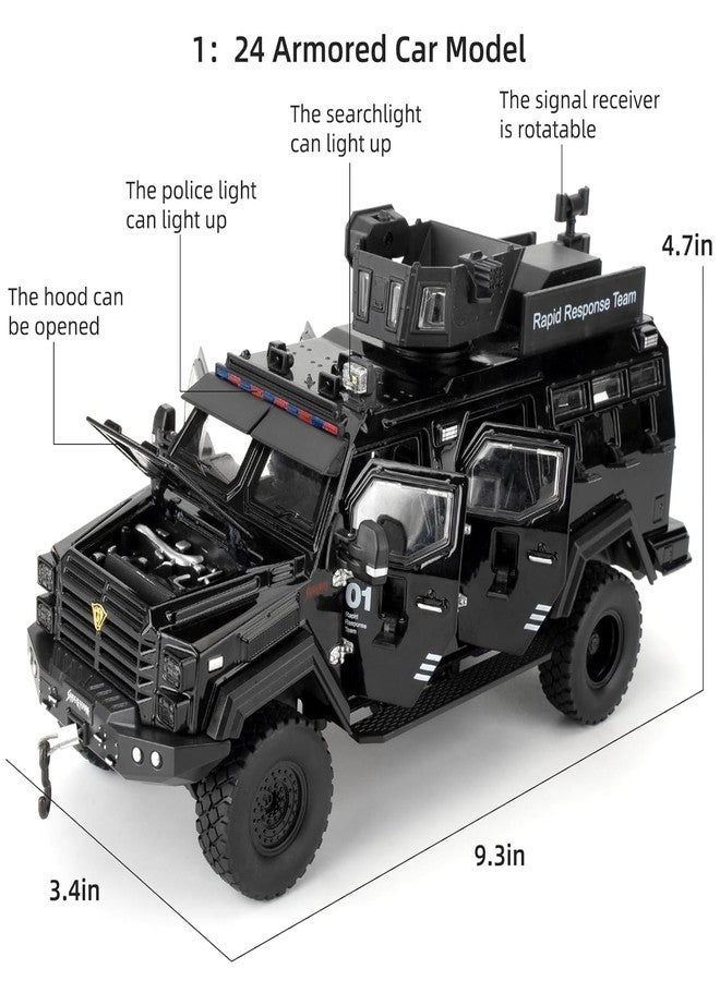 FEXXA سيارة FEXXA متوافقة مع نموذج سيارة Saber-Toothed Tiger المدرعة المصنوعة من سبيكة معدنية بمقياس 1:24، لعبة سيارة قابلة للتحصيل مصنوعة من المعدن المصبوب ومحمية من المتفجرات، سيارة لعبة تعمل بالسحب للخلف مع صوت وضوء للكبار والصغار (أسود) - Image 3